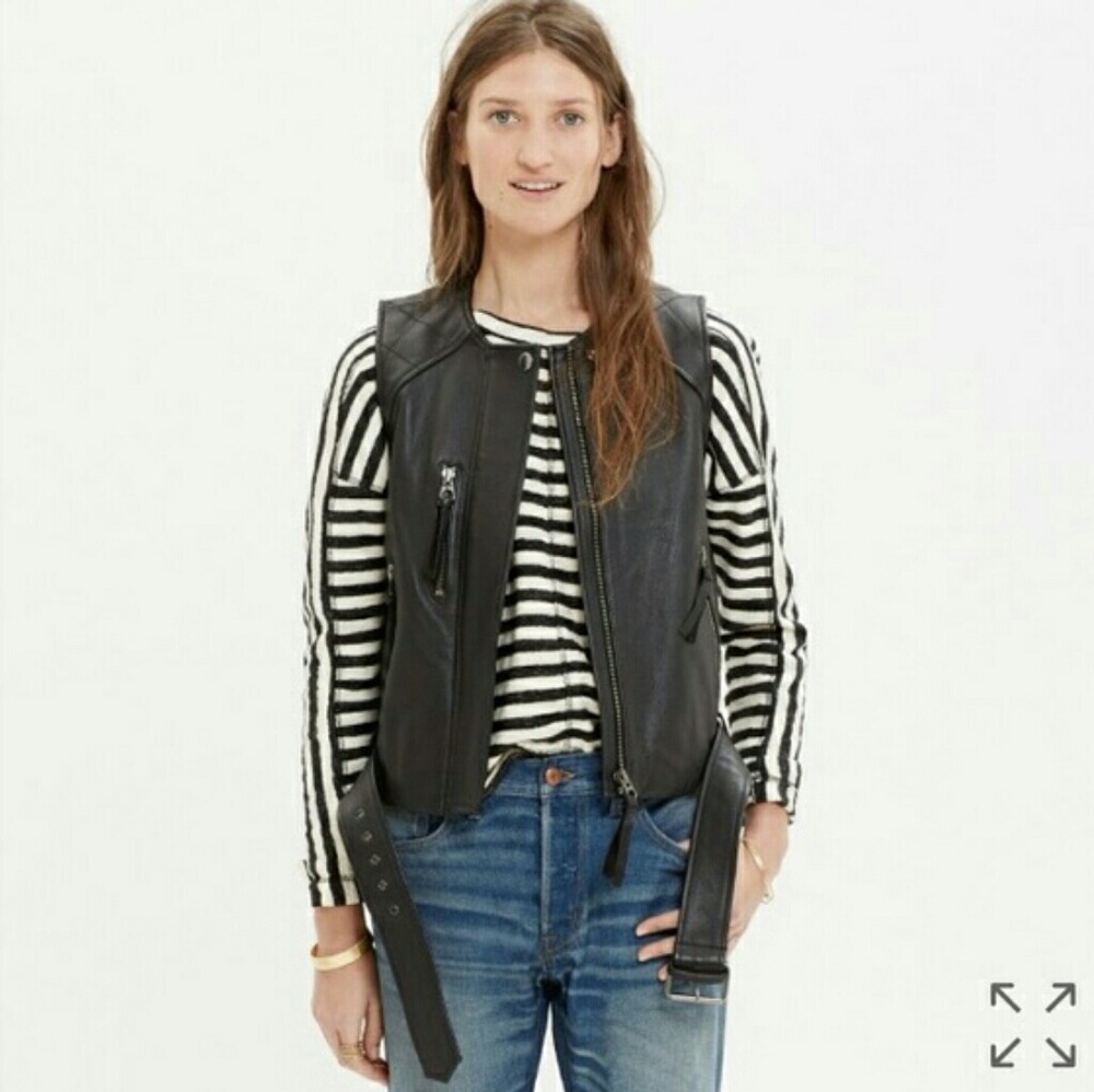 Madewell leather moto jacket vest black like new M